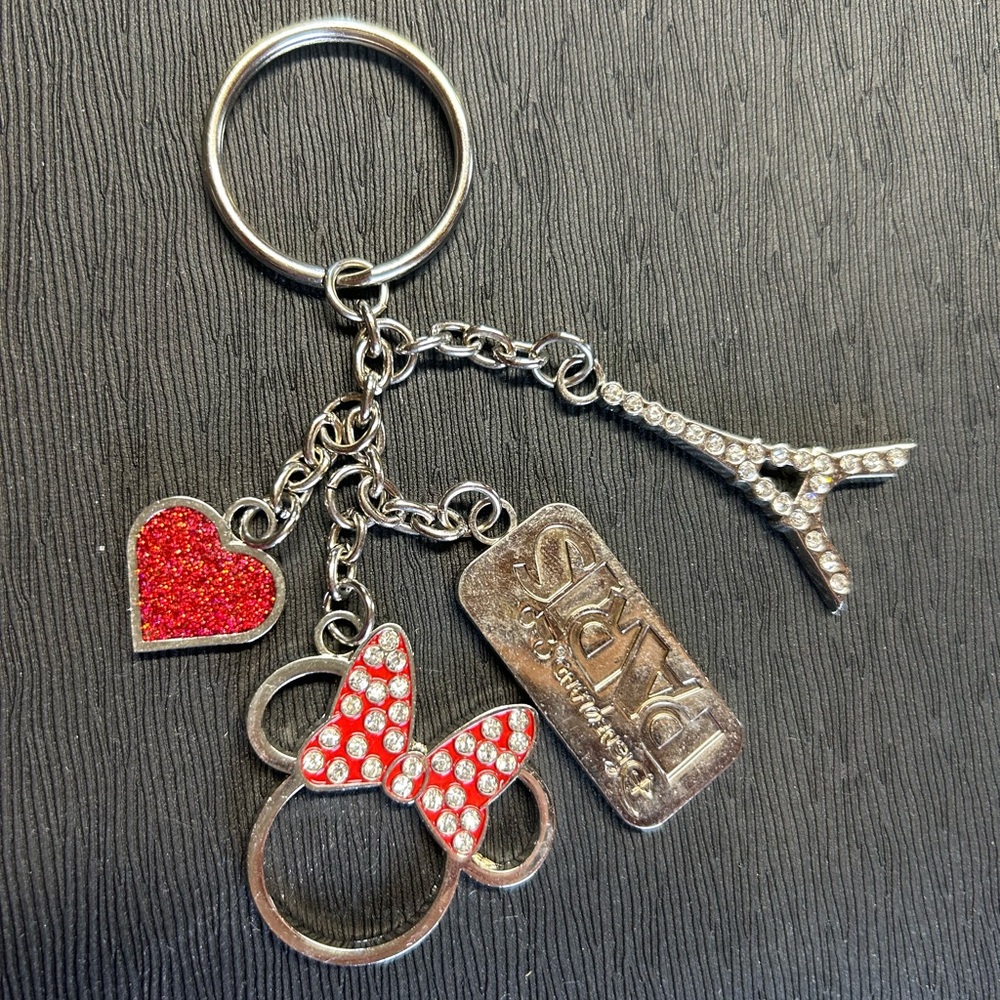 Disney Paris Keychain with Red Heart and Bow